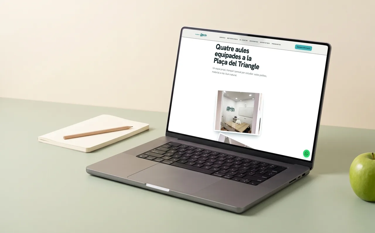 Page presenting the four classrooms on the Acadèmia Aprèn website