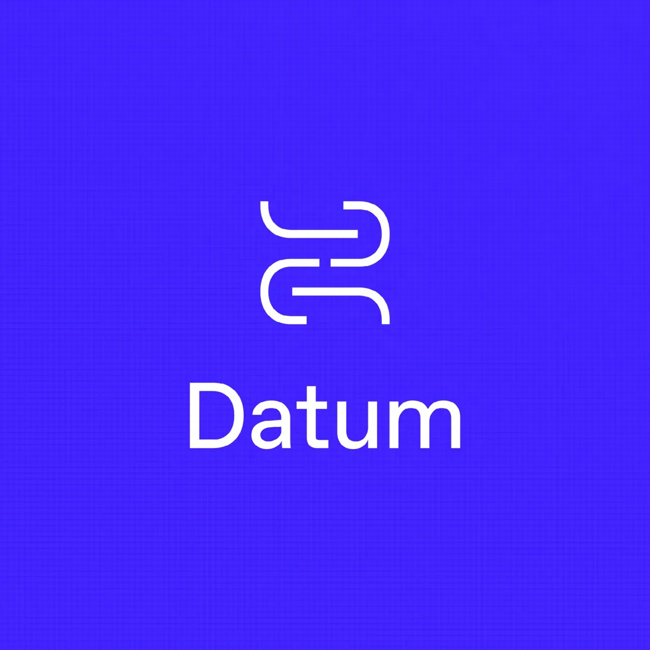 White Datum logo with its icon on an electric blue background