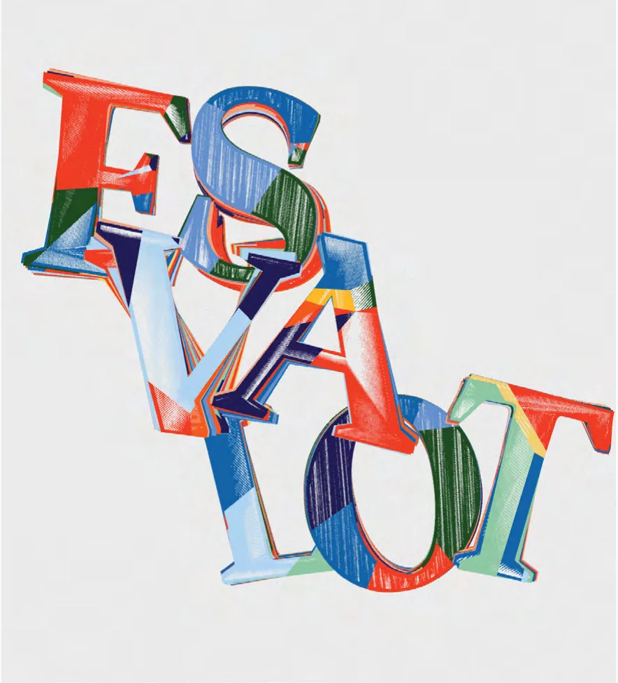 Generative variation of the Esvalot label in red and navy