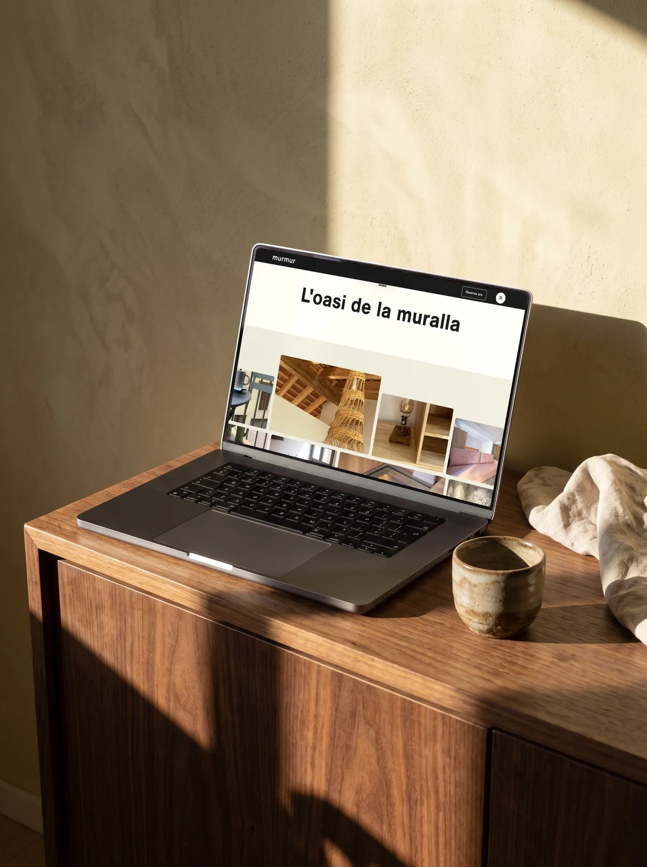 Laptop showing the oasis by the wall section of the Murmur website