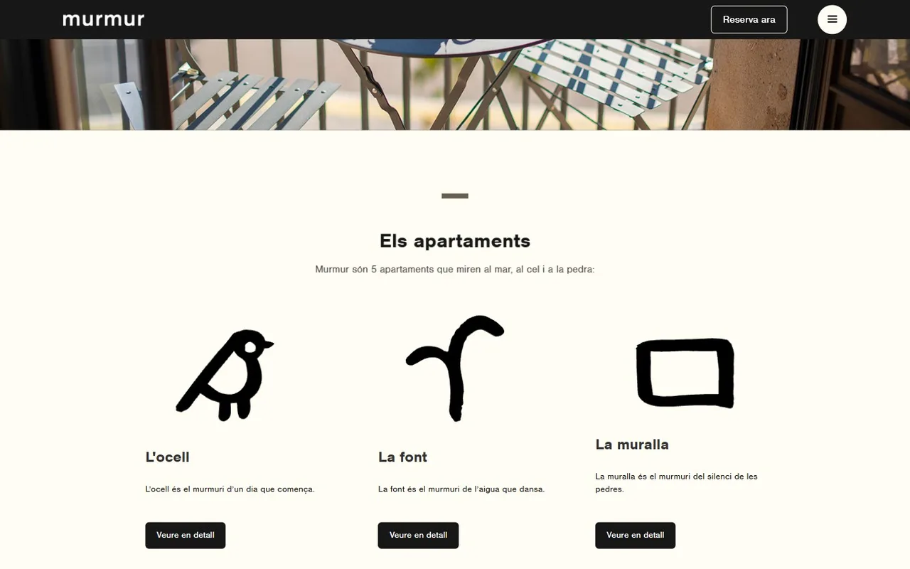 Apartments section, each with its own icon
