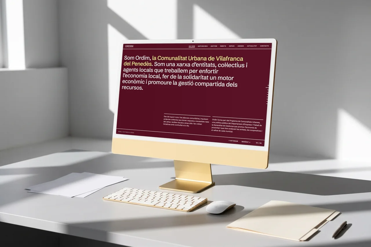 Pàgina «Qui som» de la web d'Ordim en un portàtil