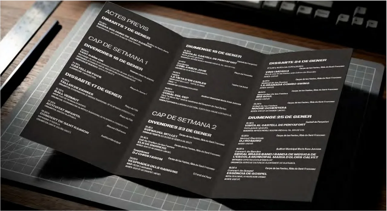 Inside of the Sant Raimon festival programme with the calendar of events