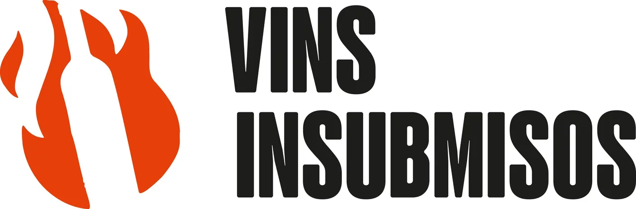 Vins Insubmisos logo, a red flame with the name in condensed black type